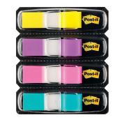 Distributeur de marque-pages Post-it troits 11,9 x 43,2 mm - Le lot de 4 blocs - Coloris pastel assortis